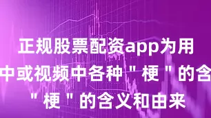 正规股票配资app为用户解释文中或视频中各种＂梗＂的含义和由来