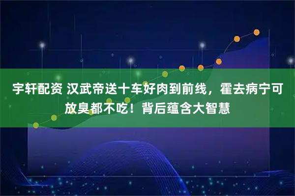 宇轩配资 汉武帝送十车好肉到前线,霍去病宁可放臭都不吃!背后蕴含大智慧